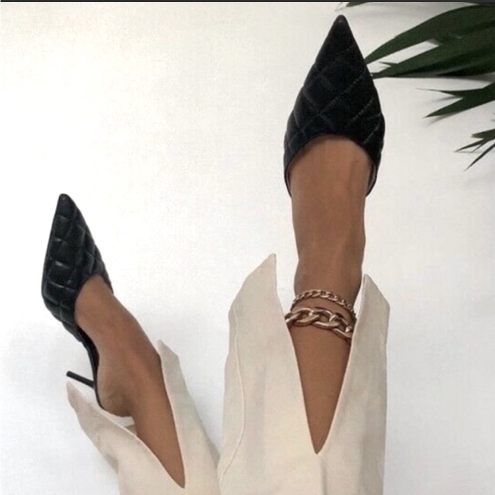 Zara Quilted Healed Mules - Picture 2 of 11